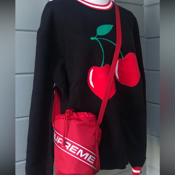 VICI cherry graphic black & red pullover knit crewneck sweater NEW 🎉SALE - Picture 4 of 16